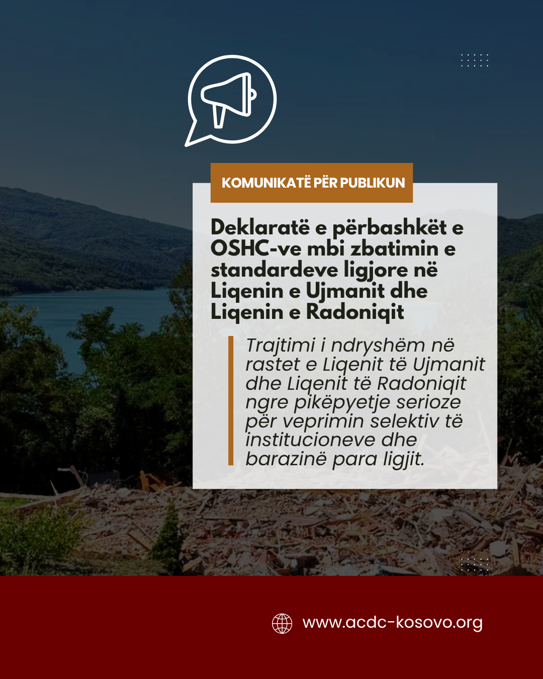 deklarate-e-organizatave-te-shoqerise-civile-lidhur-me-trajtimin-e-ndryshem-gjate-largimit-te-objekteve-ne-liqenin-e-ujmanit-dhe-liqenin-e-radoniqit